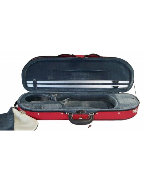 Etui violon 4/4 Demi-lune PASSION luxe rouge/gris