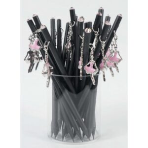 Crayon noir avec bijou ballerine rose/argent