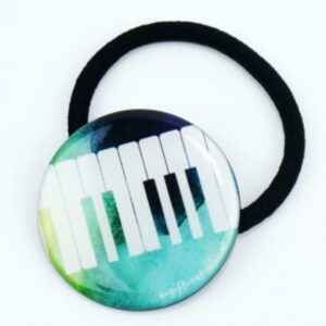 Elastique pour cheveux avec bijou motif clavier de piano, diamètre 4,5 cm