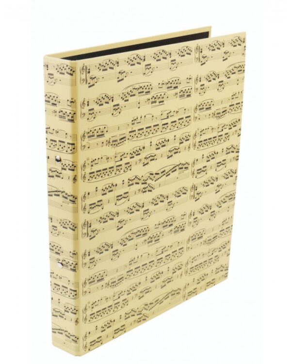 Classeur rigide dos 40mm - Classeur A4 2 anneaux, coloris crème avec motif partitions