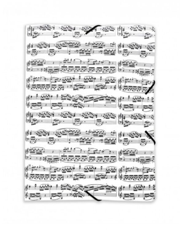 Pochette plastique A4 - avec élastiques - motif partition de musique