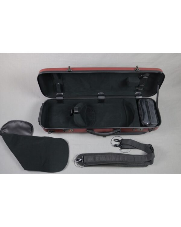 Etui violon 4/4 - 3/4 - 1/2 rectangulaire PC COMPOSITE - BORDEAUX - effet alu brossé – Image 2