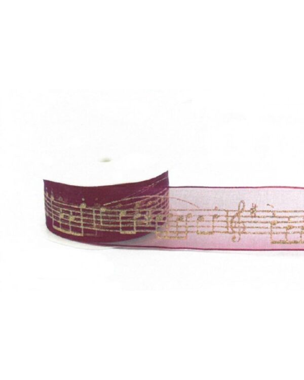 Ruban en organza, motif note, 3,8cm*10m