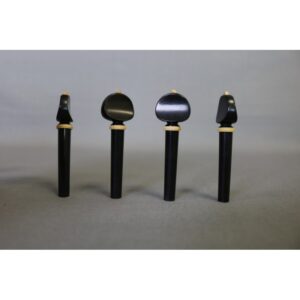 Lot de 4 chevilles VIOLON S.Bourgeois en ébène, modèle Mirecourt concave, boule et collerette en buis - Fabriqué au Japon