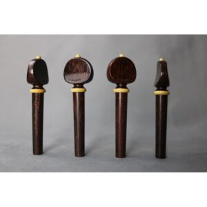 Lot de 4 chevilles VIOLON - S.BOURGEOIS - TINTUL - modèle Mirecourt concave - boule et collerette en buis - diam: 9.0 - Fabriqué au Japon